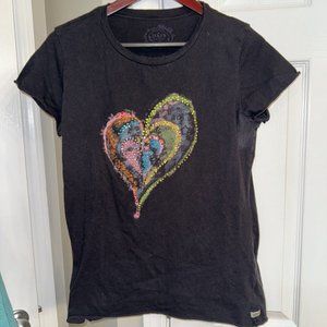 Jake’s Dry Goods Brand T Shirt‎ Womens XL Black Tee Long Sleeve Crystals